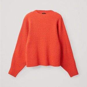 COS Orange Ribbed Knit Sweater – Soft Cotton Blend, XS